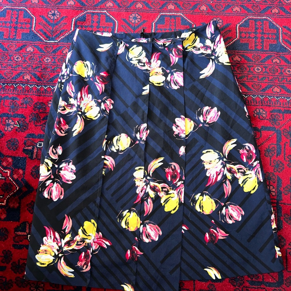 Banana Republic Floral Skirt - Black, Yellow, Pink